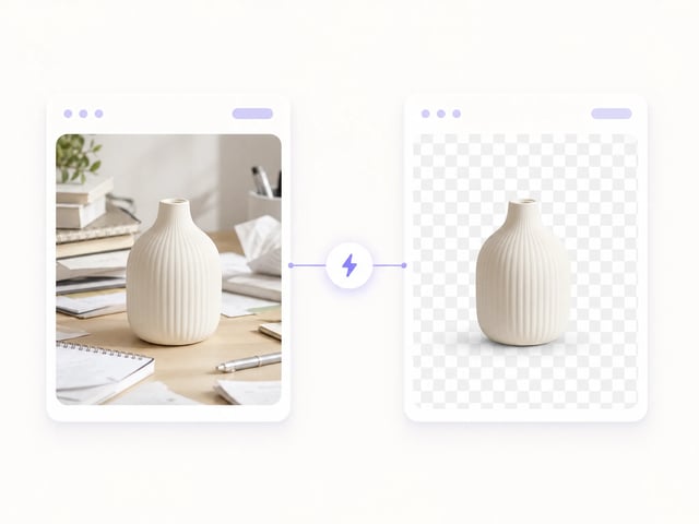 Before-and-after of a product photo with background removed by the AI Background Remover